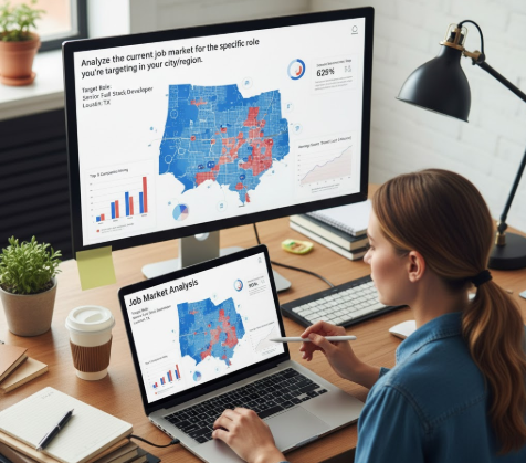 computer with analytics dashboard on-the-screen