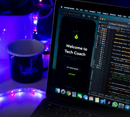 computer with code editor opened