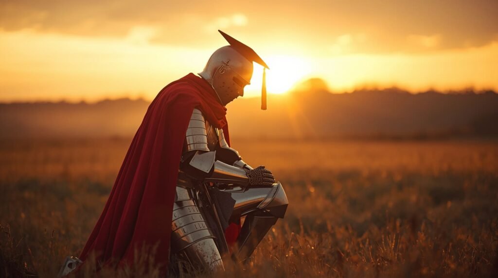 soldier wearing a graduate cap